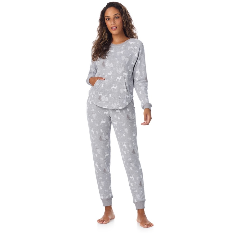 Cuddl Duds Gray and White Pajama Set